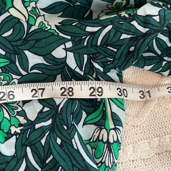 Lane Bryant Green & White Button Down Cotton Blouse with Tie Sleeves 26/28 - Picture 14 of 16